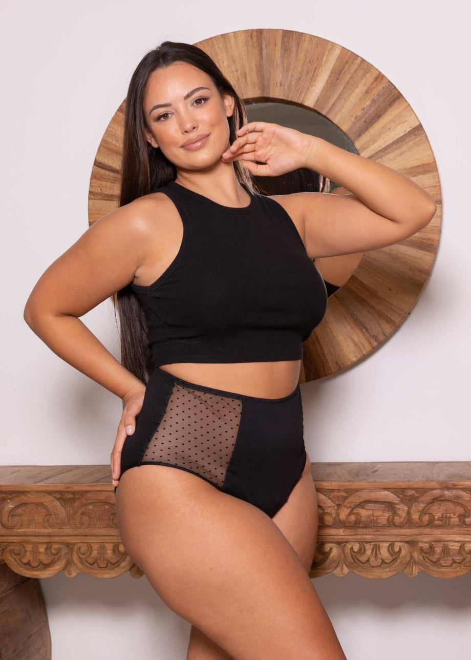 Culotte Menstruelle Taille Haute avec Plumetis pour la Nuit – SO'CUP